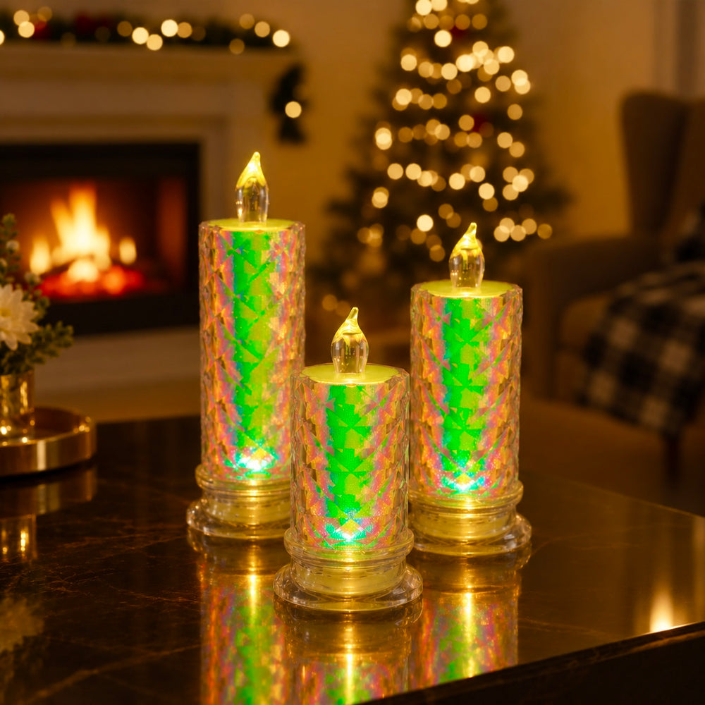 Rainbow Crystal LED Candle (Pack of 3)